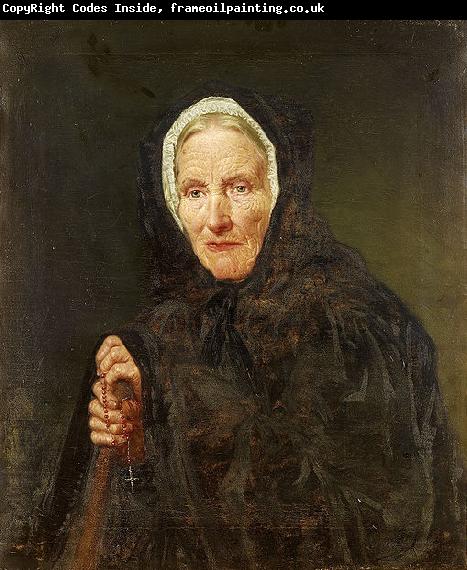 Carl d Unker Old Woman with a Rosary